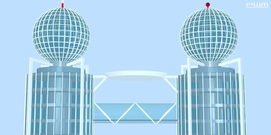 Hochh&auml;user Wolkenkratzer Br&uuml;cke